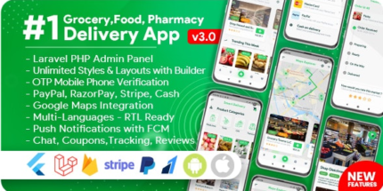 Grocery, Food, Pharmacy, Store Delivery Mobile App with Admin Panel v3.0.0