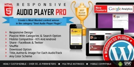 Responsive HTML5 Audio Player PRO (v3.5.7) WordPress Plugin